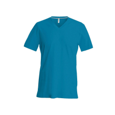 KARIBAN Férfi oldalvarrott V-nyakú rövid ujjó póló, Kariban KA357, Tropical Blue-4XL férfi póló