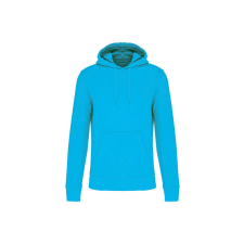 KARIBAN Férfi organikus kapucnis pulóver, Kariban KA4027, Sea Turquoise-M férfi pulóver, kardigán