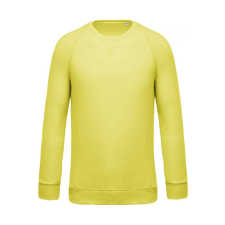 KARIBAN Férfi organikus környakas raglános pulóver, Kariban KA480, Lemon Yellow-L férfi pulóver, kardigán
