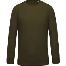 KARIBAN Férfi organikus környakas raglános pulóver, Kariban KA480, Mossy Green-L férfi pulóver, kardigán