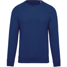 KARIBAN Férfi organikus környakas raglános pulóver, Kariban KA480, Ocean Blue Heather-S