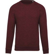 KARIBAN Férfi organikus környakas raglános pulóver, Kariban KA480, Wine Heather-L