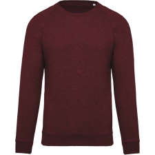 KARIBAN Férfi organikus környakas raglános pulóver, Kariban KA480, Wine Heather-M férfi pulóver, kardigán
