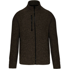 KARIBAN Férfi poliészter cipzáras dzseki, Kariban KA9106, Dark Khaki Melange-XL férfi pulóver, kardigán