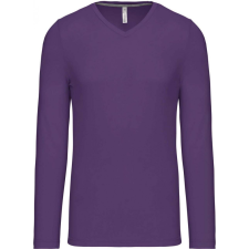 KARIBAN Férfi póló Kariban KA358 Hosszú Ujjú v-nyakú póló -S, Purple férfi póló