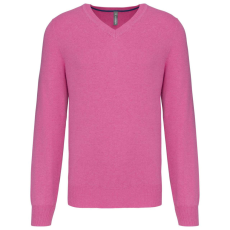 KARIBAN Férfi prémium V-nyakú pulóver, Kariban KA982, Candy Pink Heather-XS
