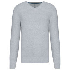 KARIBAN Férfi prémium V-nyakú pulóver, Kariban KA982, Light Grey Heather-3XL férfi pulóver, kardigán