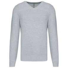 KARIBAN Férfi prémium V-nyakú pulóver, Kariban KA982, Light Grey Heather-XL