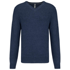 KARIBAN Férfi prémium V-nyakú pulóver, Kariban KA982, Navy Heather-XS