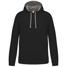 KARIBAN Férfi pulóver kontrasztos bélésű kapucnival, Kariban KA446, Black/Fine Grey-4XL