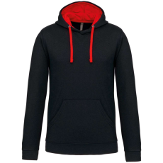 KARIBAN Férfi pulóver kontrasztos bélésű kapucnival, Kariban KA446, Black/Red-4XL