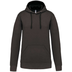KARIBAN Férfi pulóver kontrasztos bélésű kapucnival, Kariban KA446, Dark Grey/Black-2XL