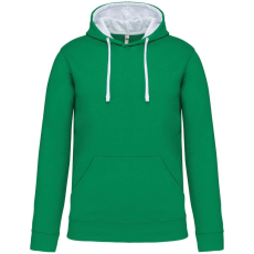 KARIBAN Férfi pulóver kontrasztos bélésű kapucnival, Kariban KA446, Light Kelly Green/White-M