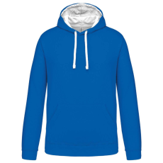 KARIBAN Férfi pulóver kontrasztos bélésű kapucnival, Kariban KA446, Light Royal Blue/White-S