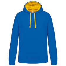 KARIBAN Férfi pulóver kontrasztos bélésű kapucnival, Kariban KA446, Light Royal Blue/Yellow-M férfi pulóver, kardigán