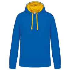 KARIBAN Férfi pulóver kontrasztos bélésű kapucnival, Kariban KA446, Light Royal Blue/Yellow-XL