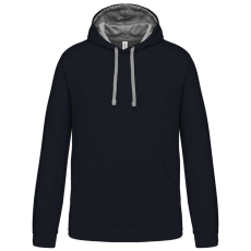 KARIBAN Férfi pulóver kontrasztos bélésű kapucnival, Kariban KA446, Navy/Fine Grey-4XL