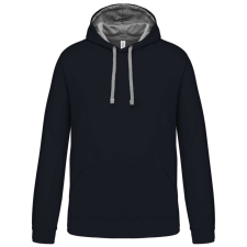 KARIBAN Férfi pulóver kontrasztos bélésű kapucnival, Kariban KA446, Navy/Fine Grey-XS férfi pulóver, kardigán