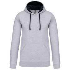 KARIBAN Férfi pulóver kontrasztos bélésű kapucnival, Kariban KA446, Oxford Grey/Navy-3XL férfi pulóver, kardigán