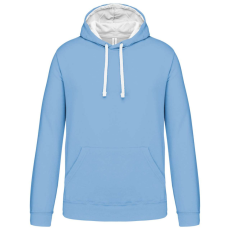KARIBAN Férfi pulóver kontrasztos bélésű kapucnival, Kariban KA446, Sky Blue/White-4XL