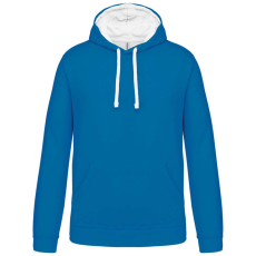 KARIBAN Férfi pulóver kontrasztos bélésű kapucnival, Kariban KA446, Tropical Blue/White-M