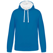 KARIBAN Férfi pulóver kontrasztos bélésű kapucnival, Kariban KA446, Tropical Blue/White-XL férfi pulóver, kardigán