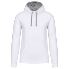 KARIBAN Férfi pulóver kontrasztos bélésű kapucnival, Kariban KA446, White/Fine Grey-M