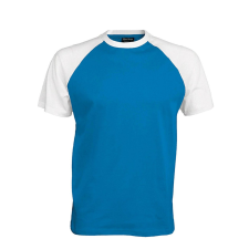 KARIBAN Férfi raglán ujjú kétszínű baseball póló, Kariban KA330, Aqua Blue/White-M férfi póló