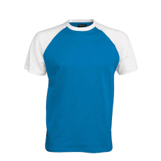 KARIBAN Férfi raglán ujjú kétszínű baseball póló, Kariban KA330, Aqua Blue/White-S