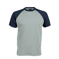 KARIBAN Férfi raglán ujjú kétszínű baseball póló, Kariban KA330, Ice Blue/Denim-S férfi póló