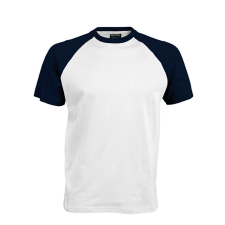 KARIBAN Férfi raglán ujjú kétszínű baseball póló, Kariban KA330, White/Navy-2XL férfi póló