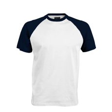 KARIBAN Férfi raglán ujjú kétszínű baseball póló, Kariban KA330, White/Navy-XL