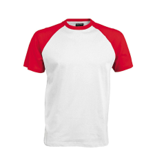KARIBAN Férfi raglán ujjú kétszínű baseball póló, Kariban KA330, White/Red-S férfi póló