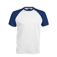 KARIBAN Férfi raglán ujjú kétszínű baseball póló, Kariban KA330, White/Royal Blue-L