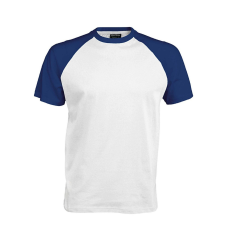 KARIBAN Férfi raglán ujjú kétszínű baseball póló, Kariban KA330, White/Royal Blue-S férfi póló