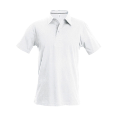 KARIBAN férfi rövid ujjú galléros piké póló KA241, White-S