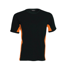 KARIBAN Férfi rövid ujjú - TIGER - kétszínű póló, Kariban KA340, Black/Orange-L férfi póló