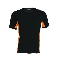 KARIBAN Férfi rövid ujjú - TIGER - kétszínű póló, Kariban KA340, Black/Orange-XL