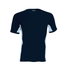 KARIBAN Férfi rövid ujjú - TIGER - kétszínű póló, Kariban KA340, Navy/Sky Blue-M