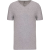 KARIBAN férfi rövid ujjú V-nyakú sztreccs póló KA3014, Light Grey Heather-2XL