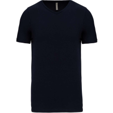 KARIBAN férfi rövid ujjú V-nyakú sztreccs póló KA3014, Navy-3XL férfi póló