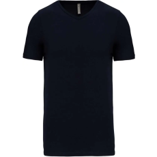 KARIBAN férfi rövid ujjú V-nyakú sztreccs póló KA3014, Navy-XL