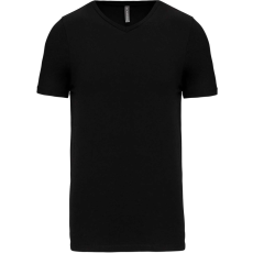 KARIBAN Férfi rövid ujjú V-nyakú sztreccs póló, Kariban KA3014, Black-L