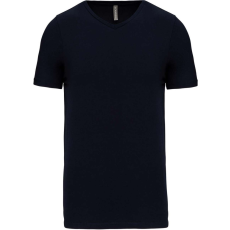 KARIBAN Férfi rövid ujjú V-nyakú sztreccs póló, Kariban KA3014, Navy-3XL