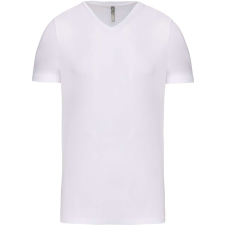 KARIBAN Férfi rövid ujjú V-nyakú sztreccs póló, Kariban KA3014, White-3XL férfi póló
