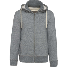 KARIBAN Férfi sherpával bélelt cipzáras kapucnis pulóver, Kariban KV2312, Slub Grey Heather-S