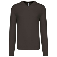 KARIBAN Férfi V-nyakú keskeny szabású pulóver, Kariban KA965, Dark Grey-L