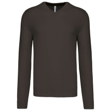 KARIBAN Férfi V-nyakú keskeny szabású pulóver, Kariban KA965, Dark Grey-XL férfi pulóver, kardigán