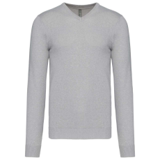 KARIBAN Férfi V-nyakú keskeny szabású pulóver, Kariban KA965, Grey Melange-L