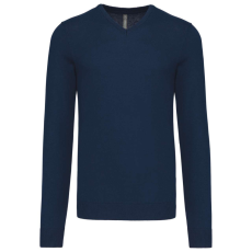 KARIBAN Férfi V-nyakú keskeny szabású pulóver, Kariban KA965, Navy-XL